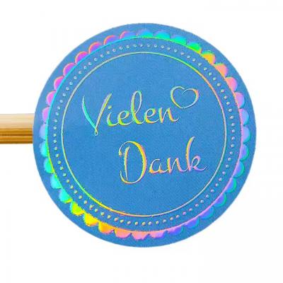 Custom Logo Label Roll Self Adhesive Waterproof Laser Gold Stickers Round Design