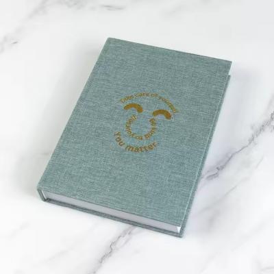 High Quality Custom Hardcover Fabric Journal Book Printing with Golden Foil Stamping
