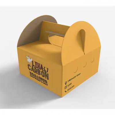 Kraft Corrugated Takeaway Food Packaging Fries Roast Fried Chicken Box With Handle